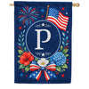Floral Fireworks Patriotic Monogram House Flag