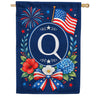 Floral Fireworks Patriotic Monogram House Flag