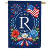 Floral Fireworks Patriotic Monogram House Flag
