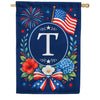 Floral Fireworks Patriotic Monogram House Flag