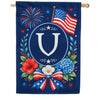 Floral Fireworks Patriotic Monogram House Flag