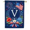 Floral Fireworks Patriotic Monogram House Flag