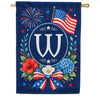 Floral Fireworks Patriotic Monogram House Flag