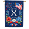 Floral Fireworks Patriotic Monogram House Flag
