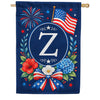 Floral Fireworks Patriotic Monogram House Flag