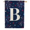 Patriotic Blue Gingham Monogram Double Sided House Flag