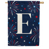 Patriotic Blue Gingham Monogram Double Sided House Flag