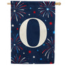 Patriotic Blue Gingham Monogram Double Sided House Flag