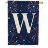 Patriotic Blue Gingham Monogram Double Sided House Flag