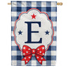 Patriotic Blue Gingham Monogram Double Sided HouseFlag