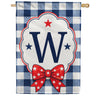 Patriotic Blue Gingham Monogram Double Sided HouseFlag