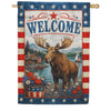 Patriotic Moose Welcome Lakeside Americana House Flag