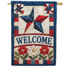Patriotic Quilted Star Welcome Floral Design House Flag