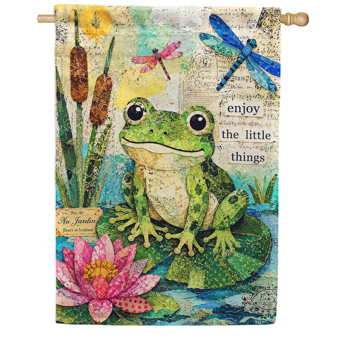America Forever Frog on Lily Pad Enjoy Little Things House Flag