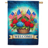 Patriotic Flower Basket Welcome House Flag