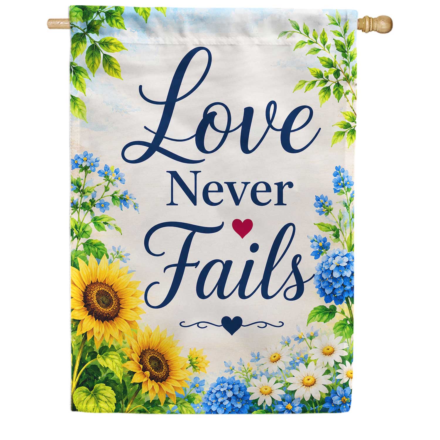 Love Never Fails Sunflower House Flag