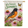 Sweet Summer Oriole Bird with Coneflowers House Flag
