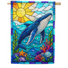 Stained Glass Humpback Whale House Flag