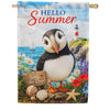 Hello Summer Puffin House Flag