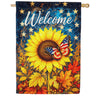 Welcome Patriotic Sunflower House Flag