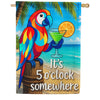 It's 5 O'Clock Somewhere Tropical Parrot House Flag