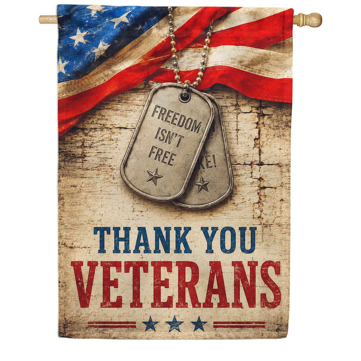 Thank You Veterans Freedom Isn't Free House Flag