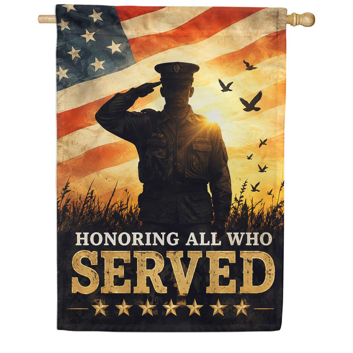 Honoring All Who Served Patriotic Military House Flag