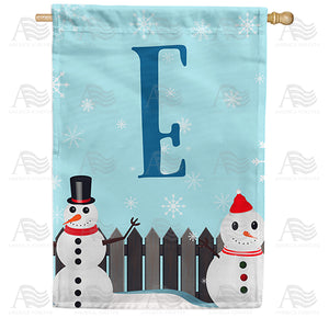 Let It Snow Backyard Snowmen Monogram Double Sided House Flag