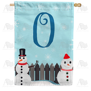 Let It Snow Backyard Snowmen Monogram Double Sided House Flag