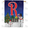 Snowman Christmas Tree Monogram Double Sided House Flag