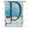 Let It Snow Watercolor Monogram Double Sided House Flag