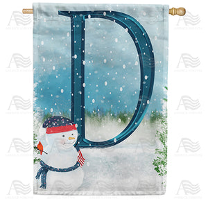 Let It Snow Watercolor Monogram Double Sided House Flag