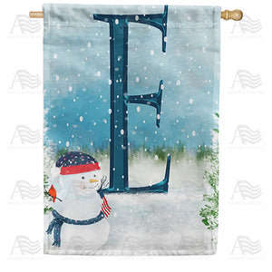 Let It Snow Watercolor Monogram Double Sided House Flag