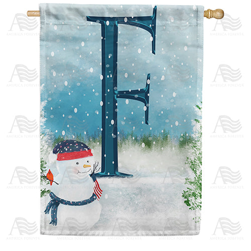 Let It Snow Watercolor Monogram Double Sided House Flag