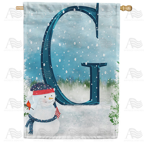 Let It Snow Watercolor Monogram Double Sided House Flag
