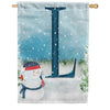 Let It Snow Watercolor Monogram Double Sided House Flag