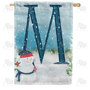 Let It Snow Watercolor Monogram Double Sided House Flag