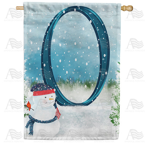 Let It Snow Watercolor Monogram Double Sided House Flag