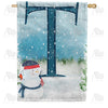 Let It Snow Watercolor Monogram Double Sided House Flag