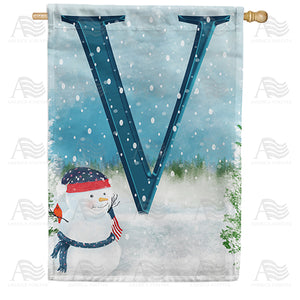 Let It Snow Watercolor Monogram Double Sided House Flag