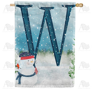 Let It Snow Watercolor Monogram Double Sided House Flag