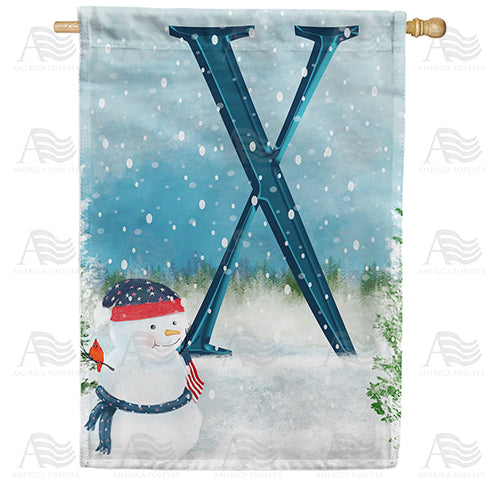 Let It Snow Watercolor Monogram Double Sided House Flag