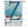 Let It Snow Watercolor Monogram Double Sided House Flag