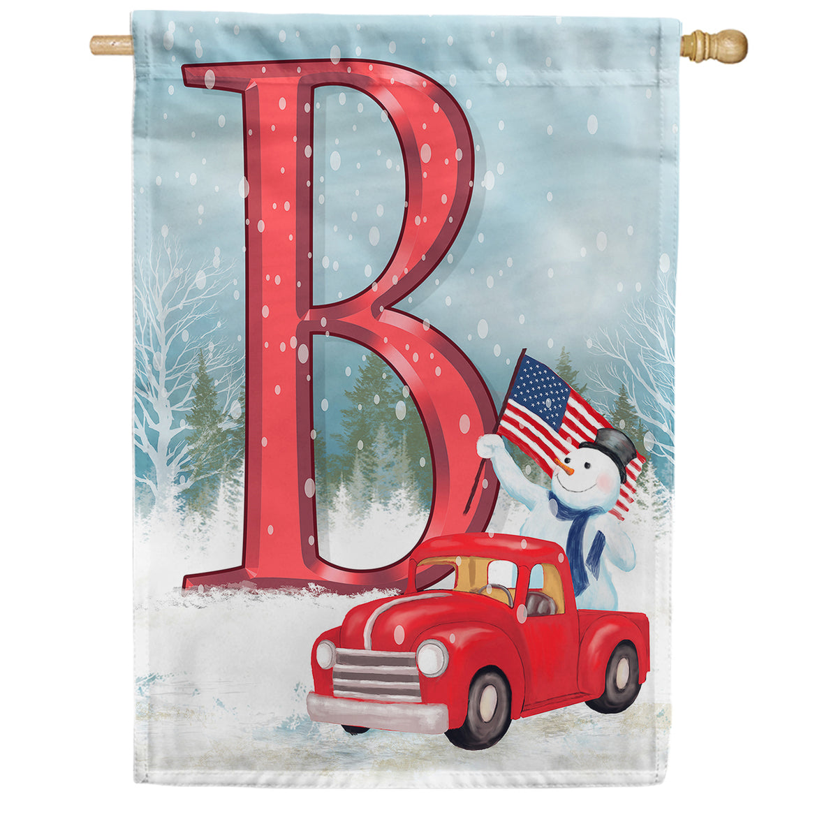 Happy Holidays America Monogram Double Sided House Flag