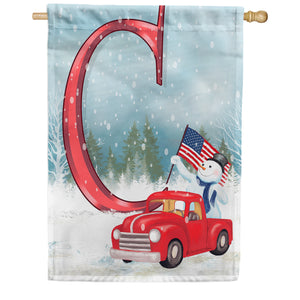 Happy Holidays America Monogram Double Sided House Flag