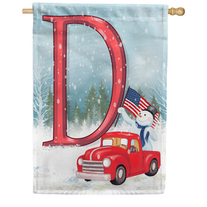 Happy Holidays America Monogram Double Sided House Flag