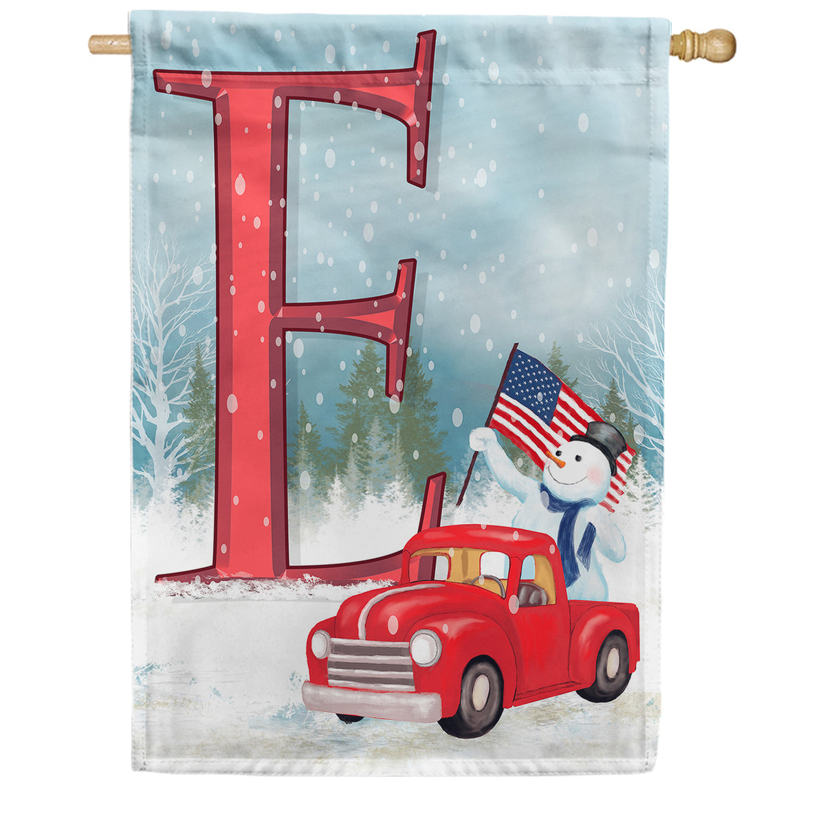 Happy Holidays America Monogram Double Sided House Flag