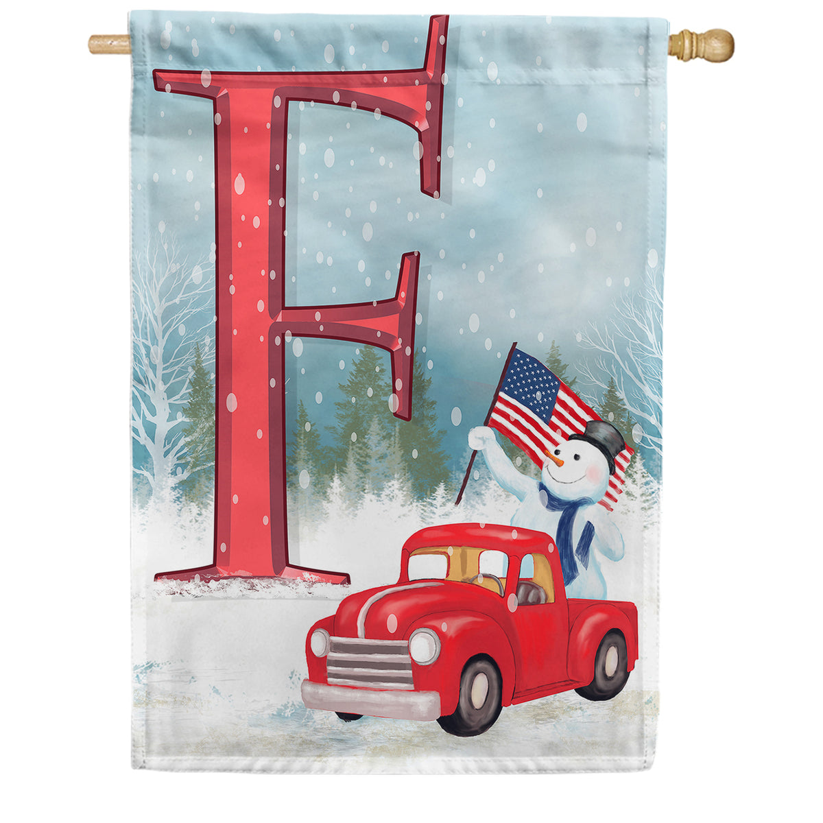 Happy Holidays America Monogram Double Sided House Flag