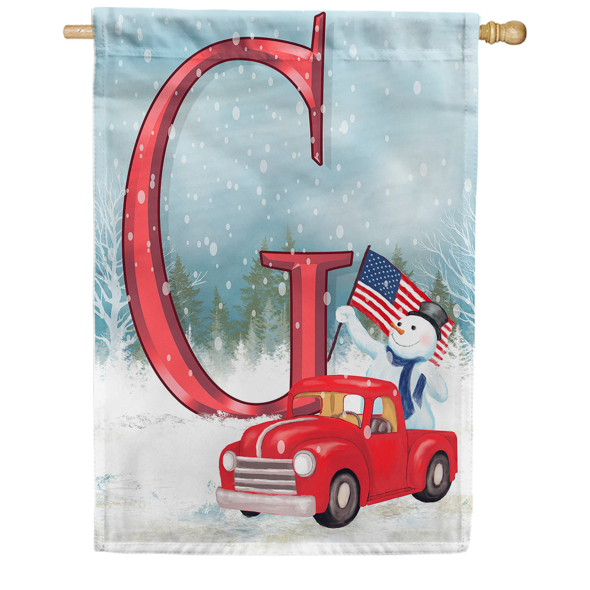 Happy Holidays America Monogram Double Sided House Flag