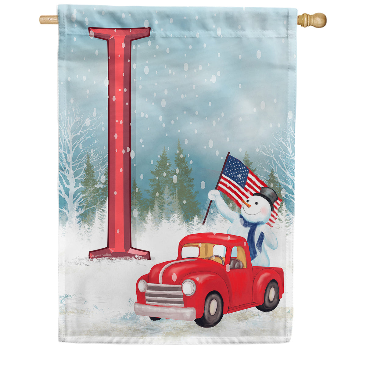 Happy Holidays America Monogram Double Sided House Flag